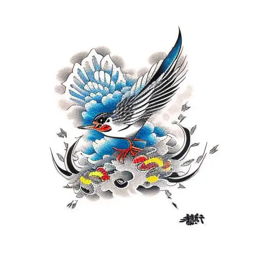 lark bird yakuza tattoo design idea