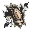 name inside thumb print tattoo design idea