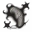 name inside thumb print tattoo design idea