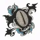 name inside thumb print tattoo design idea