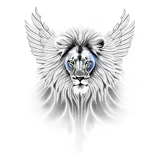 Lion surrounded by angel wings tattoo design idea