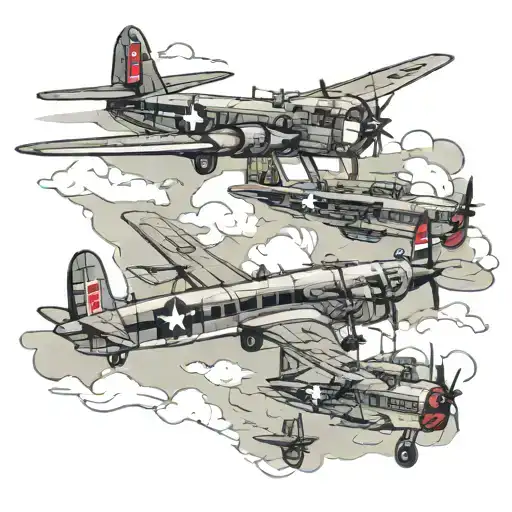 b29 bomber formation flight with Cessna 152 tattoo design idea