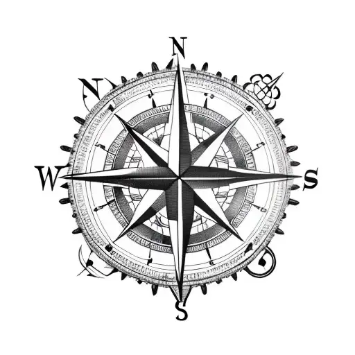 Instant Download Tattoo Design Compass and Outdoors Landscape Tattoo  Printable Stencil Template - Etsy Denmark