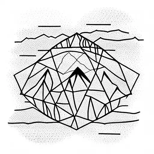 mountain in a delicate circle tattoo design idea
