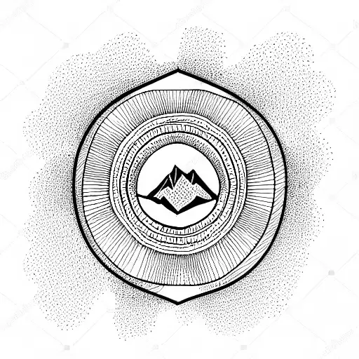 mountain in a delicate circle tattoo design idea