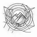 mountain in a delicate circle tattoo design idea