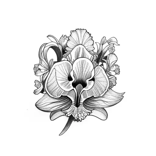 violet, primrose, iris  tattoo design idea