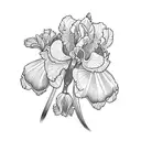 violet, primrose, iris bouqet tattoo design idea
