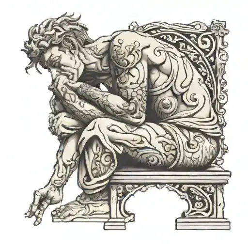 deep thinker statue dishuised tattoo design idea