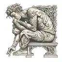 deep thinker statue dishuised tattoo design idea