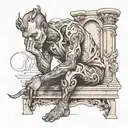 deep thinker statue dishuised tattoo design idea