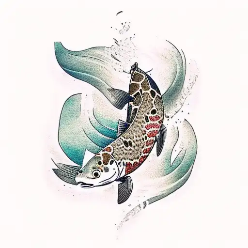 brown trout with similar style as koi fish tattoos tattoo design idea