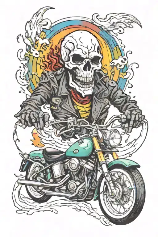 ghost rider and somewhere over the rainbow lyrics tattoo design idea