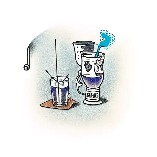 Bartender pouring a drink with a skateboard in the background tattoo design idea