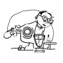 Bartender pouring a drink with a skateboard in the background tattoo design idea