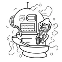 Bartender pouring a drink with a skateboard in the background tattoo design idea