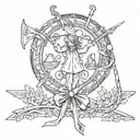 luck, freedom, justice and bow tattoo design idea