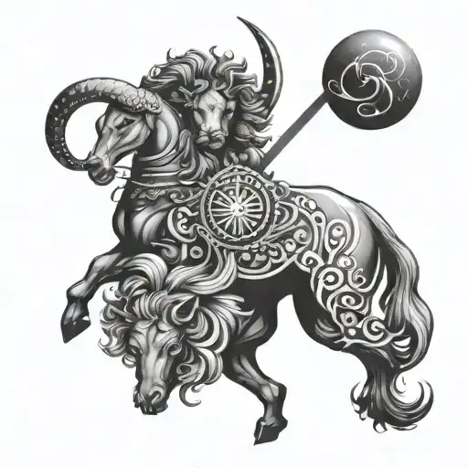 Zodiac signs Leo, Aries, Sagittarius and Aquarius tattoo design idea