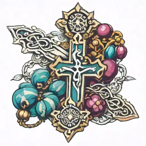 Lithuanian rosary wrapped tattoo design idea