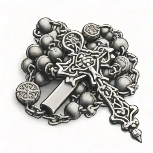 Lithuanian rosary wrapped tattoo design idea