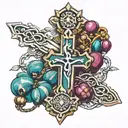 Lithuanian rosary wrapped tattoo design idea