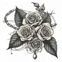 roses with barb wire stems, Lithuanian rosary wrapped, rue flowers,  tattoo design idea