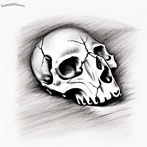 skull eatign bones tattoo design idea