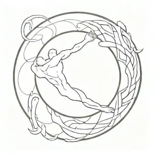 (right upper arm bicep, tattoo), black gay, Honi the circle maker. tattoo design idea