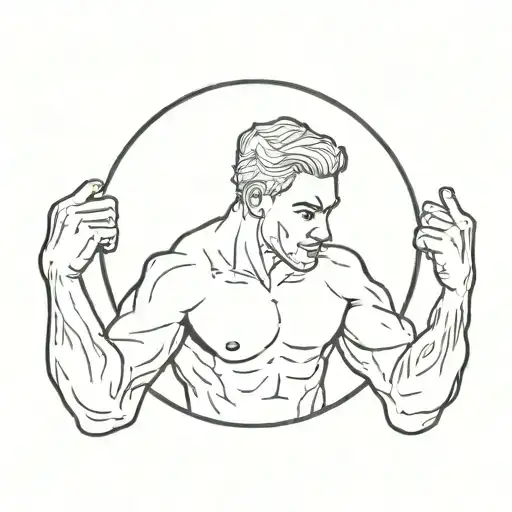 (right upper arm bicep, tattoo), sexy black hunk, Honi the circle maker. tattoo design idea