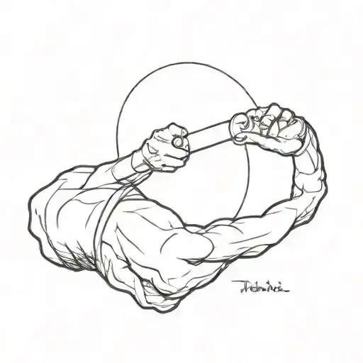 (right upper arm bicep, tattoo), (small), sexy black gay, Honi the circle maker. tattoo design idea