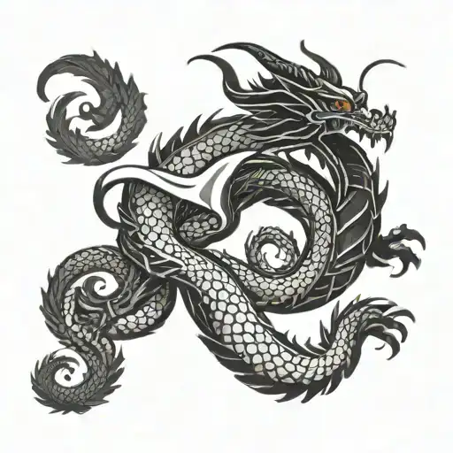 a dragon wrapping around a Korean flag tattoo design idea