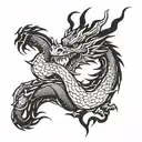 a dragon wrapping around a Korean flag tattoo design idea