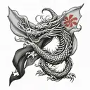 a dragon wrapping around a Korean flag tattoo design idea