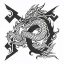a dragon wrapping around a Korean flag tattoo design idea