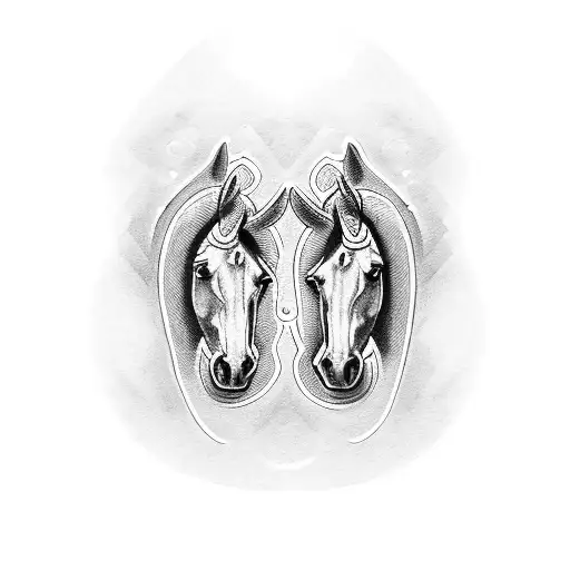 double horse shoes  tattoo design idea