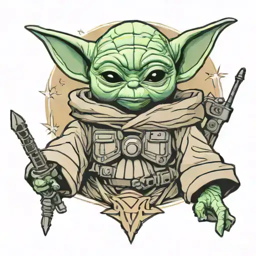 mando and baby yoda tattoo design idea