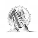 creation of Adam painting with gates of heaven and angles playing the harp tattoo design idea