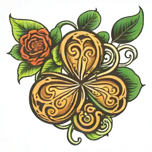 infinity symbol with 4 leaf clover tattoo design idea