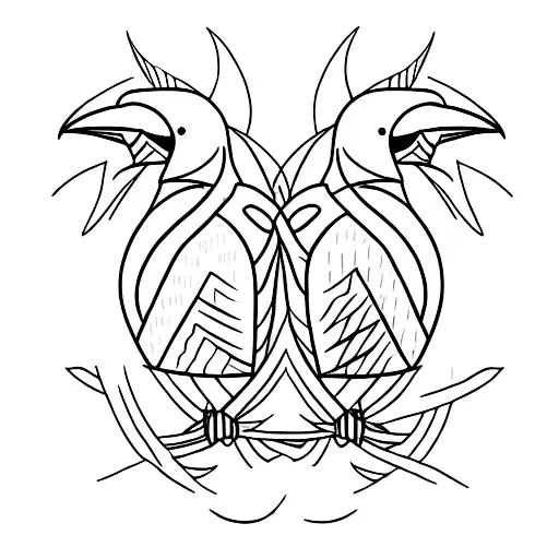 two crows representing Odin's birds  tattoo design idea