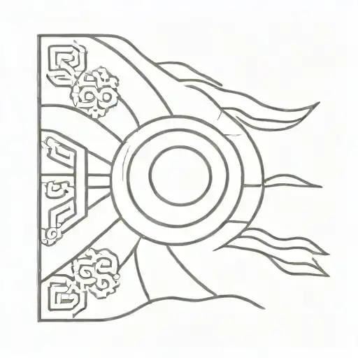 A minimalist design of the Korean flag incorporated into a traditional Korean symbol or pattern tattoo design idea