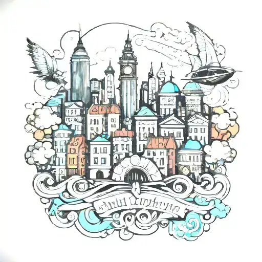 city skyline tattoo design idea