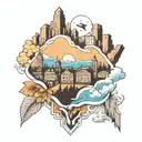 city skyline tattoo design idea