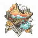 city skyline tattoo design idea