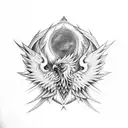 symmetrical phoenix tattoo design idea