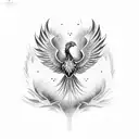symmetrical phoenix tattoo design idea
