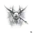 the word sinner with a devils tail coming off the s and horns on the r tattoo design idea
