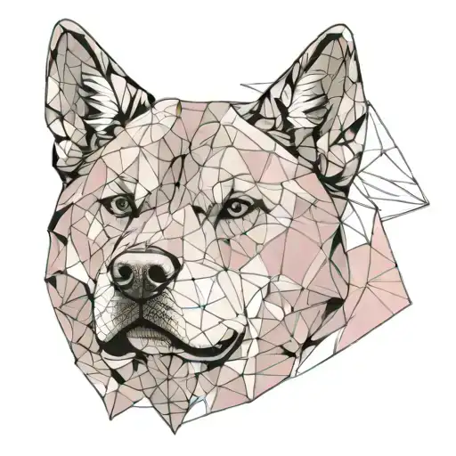 American Akita with pink tattoo design idea