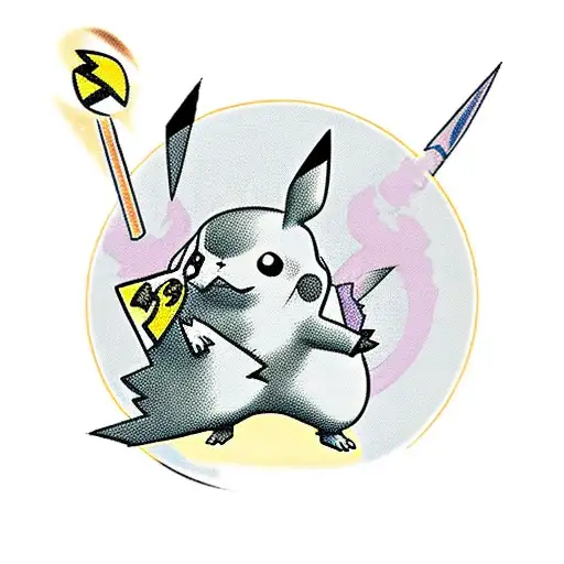 pikachu punching an elderly tattoo design idea