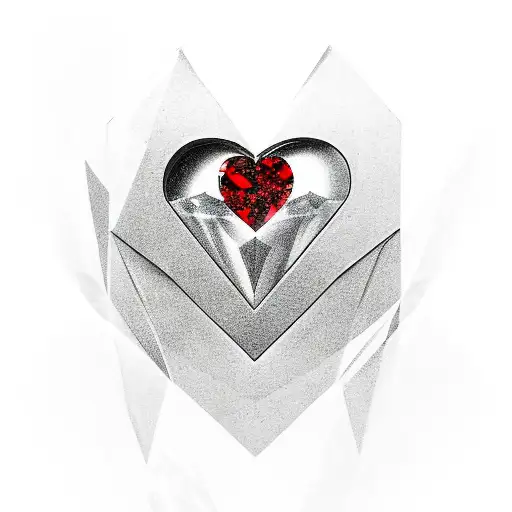 red diamond and heart, black club and spade tattoo design idea