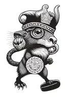 crosse eye marmot holding snowboard trophy with crown on her head  tattoo design idea
